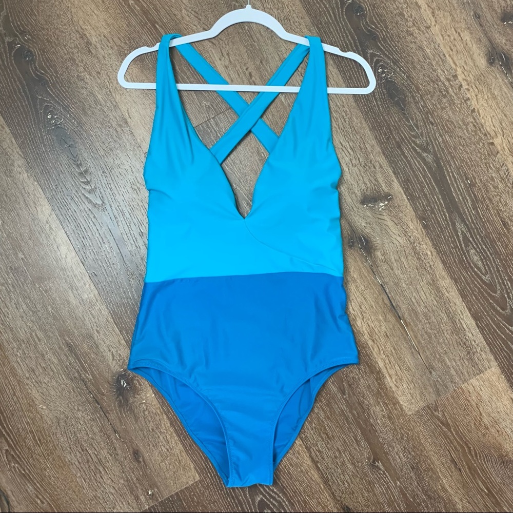 Summersalt Womens deep dive blue one piece swimsuit 10